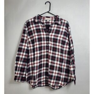 Coldwater Creek Womens Plaid Tunic Shirt Long Sleeve Button Up Top PXL